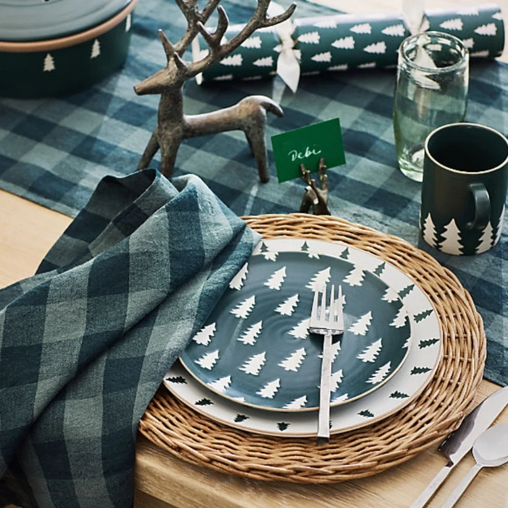 New! Crate&Barrel EUROPEAN FLAX Linen Buffalo Check Napkin